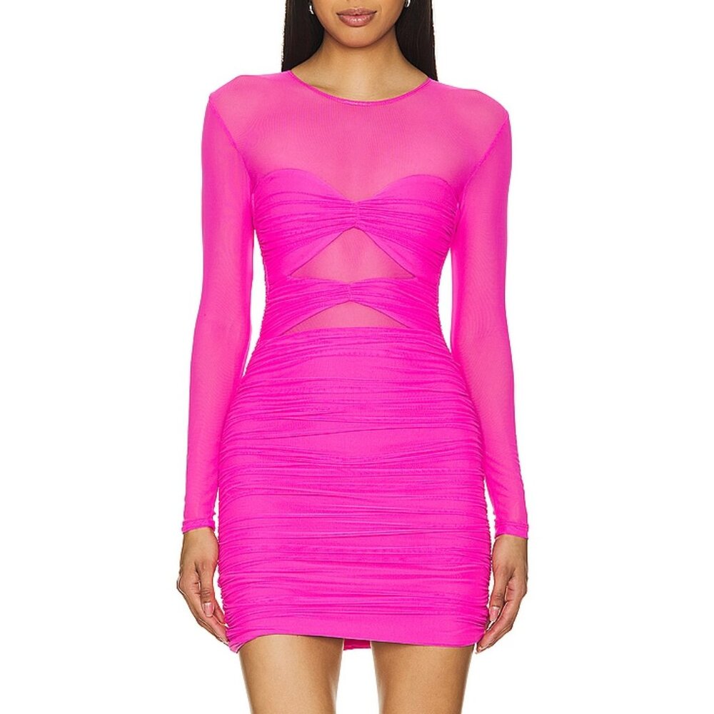 Nookie Intrigue Hot Pink Candy Mesh Mini Dress